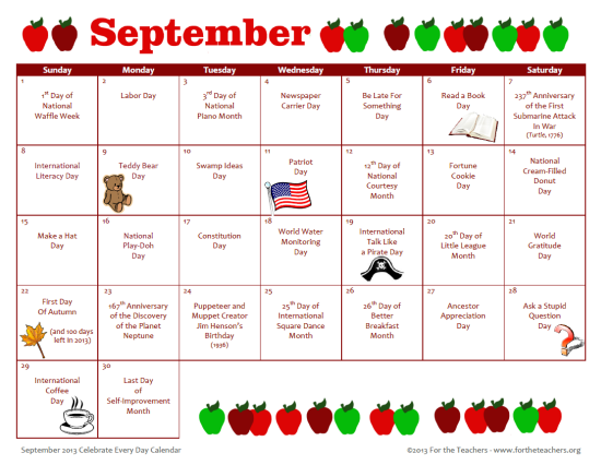 Celebrate_Every_Day_Calendar_September_2013 – For the Teachers