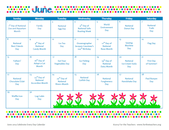 June_2014_Calendar – For the Teachers