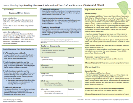 CauseEffectLessonPlan – For the Teachers